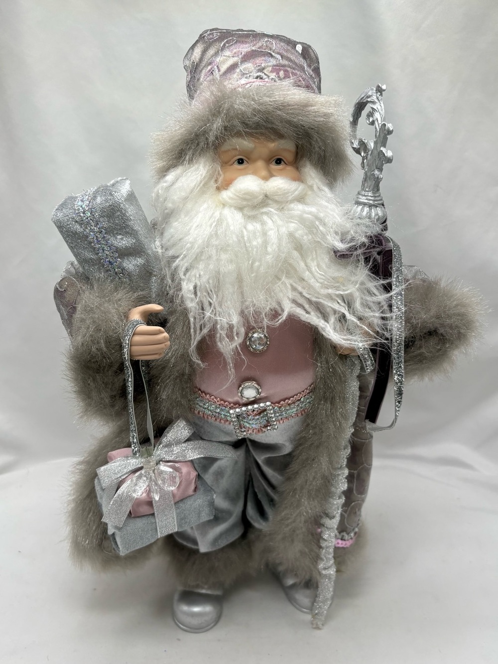 Creative Design 18" Santa Claus Figurine Silver Shimmer Christmas